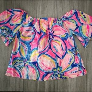 Lilly Pulitzer Pink Multicolor Off-Shoulder Floral Top
